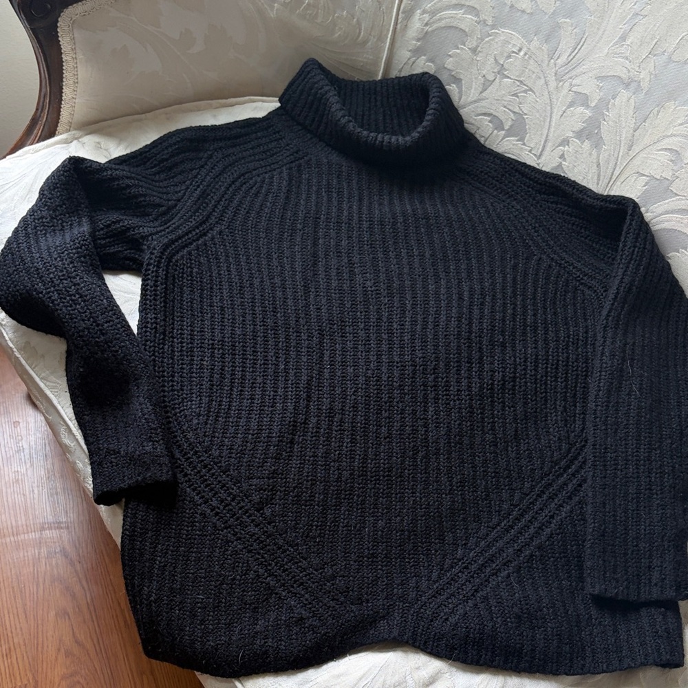 Merino Wool Black Turtleneck Sweater by Trina Turk
